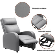 Oakcraft Recliner Chair Recliner Sofa Chair Padded Seat Pu Leather Adjustable Reclining Chairs Home Theater Single Modern Living Room Recliners with Thick Seat Cushion and Backrest