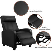 Oakcraft Recliner Chair Recliner Sofa Chair Padded Seat Pu Leather Adjustable Reclining Chairs Home Theater Single Modern Living Room Recliners with Thick Seat Cushion and Backrest