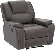 Oakcraft Manual Recliner Chair with Padded Headrest and Armrest, Overstuffed Reclining Chairs Comfy Faux Leather Recliners Single Sofa for Living Room