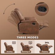 Oakcraft Manual Recliner Chair with Padded Headrest and Armrest, Overstuffed Reclining Chairs Comfy Faux Leather Recliners Single Sofa for Living Room