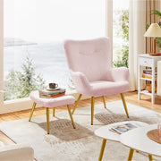 Oakcraft Wingback Chair, Polyester Cover, TV Chair, Armrest Chair, Upholstered Folding Chair, Cocktail Chair, Teddy Plush, Stylish Design,