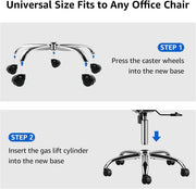 Oakcraft Office Chair Base Replacement, 26 Inch Heavy Duty Metal Leg, Reinforced to Repair Swivel Gaming Chair Bottom Part | Universal Pin Caster and Gas Cylinder Size (Silver)