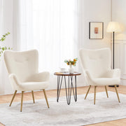 Oakcraft Wingback Chair, Polyester Cover, TV Chair, Armrest Chair, Upholstered Folding Chair, Cocktail Chair, Teddy Plush, Stylish Design,