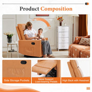 Oakcraft Recliner Chair PU Leather Recliner Sofa Home Theater Seating Adjustable Modern Single Reclining Chair Sofa with Pocket Spring Living Room Bedroom