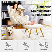 Oakcraft Wingback Chair, Polyester Cover, TV Chair, Armrest Chair, Upholstered Folding Chair, Cocktail Chair, Teddy Plush, Stylish Design,