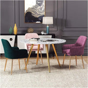 OAKCRAFT Flower Dining Chair | Accent Chair for Living Room Bedroom Restaurant | Velvet Fabric & Cushion Seat with gold Metal Legs