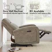 Oakcraft Recliner Chair, Zero Wall Reclining Sofa Chair W Power Point USB Charger, Small Faux Leather RV Recliners Home Theater Seating for Living Room