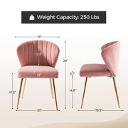 Oakcraft Modern Dining Chairs, Small Cute Armless Accent Chair, Upholstered Side Chair with Black Metal Legs, Tufted Back Vanity Chair for Bedroom/Dining Room/Beauty