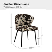Oakcraft Modern Dining Chairs, Small Cute Armless Accent Chair, Upholstered Side Chair with Black Metal Legs, Tufted Back Vanity Chair for Bedroom/Dining Room/Beauty