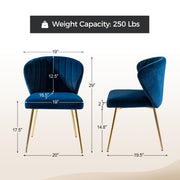 Oakcraft Modern Dining Chairs, Small Cute Armless Accent Chair, Upholstered Side Chair with Black Metal Legs, Tufted Back Vanity Chair for Bedroom/Dining Room/Beauty