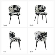 Oakcraft Modern Dining Chairs, Small Cute Armless Accent Chair, Upholstered Side Chair with Black Metal Legs, Tufted Back Vanity Chair for Bedroom/Dining Room/Beauty