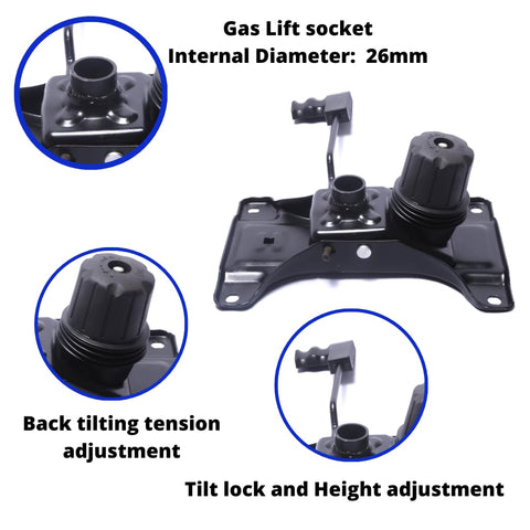 Oakcraft Universal Reinforced Tilting Mechanism Plate for Office Chairs - Heavy Duty Replacement Stand with Rolling Wheel, Chair Spare Parts, Repair Accessories for Gaming, Leather and Low Back Chairs