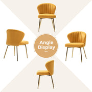 Oakcraft Modern Dining Chairs, Small Cute Armless Accent Chair, Upholstered Side Chair with Black Metal Legs, Tufted Back Vanity Chair for Bedroom/Dining Room/Beauty