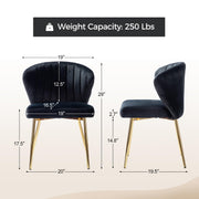 Oakcraft Modern Dining Chairs, Small Cute Armless Accent Chair, Upholstered Side Chair with Black Metal Legs, Tufted Back Vanity Chair for Bedroom/Dining Room/Beauty