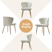 Oakcraft Modern Dining Chairs, Small Cute Armless Accent Chair, Upholstered Side Chair with Black Metal Legs, Tufted Back Vanity Chair for Bedroom/Dining Room/Beauty