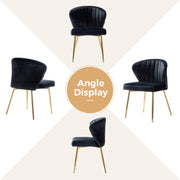Oakcraft Modern Dining Chairs, Small Cute Armless Accent Chair, Upholstered Side Chair with Black Metal Legs, Tufted Back Vanity Chair for Bedroom/Dining Room/Beauty