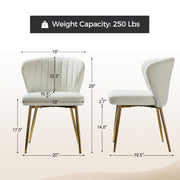 Oakcraft Modern Dining Chairs, Small Cute Armless Accent Chair, Upholstered Side Chair with Black Metal Legs, Tufted Back Vanity Chair for Bedroom/Dining Room/Beauty