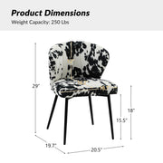 Oakcraft Modern Dining Chairs, Small Cute Armless Accent Chair, Upholstered Side Chair with Black Metal Legs, Tufted Back Vanity Chair for Bedroom/Dining Room/Beauty