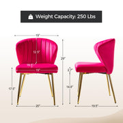 Oakcraft Modern Dining Chairs, Small Cute Armless Accent Chair, Upholstered Side Chair with Black Metal Legs, Tufted Back Vanity Chair for Bedroom/Dining Room/Beauty