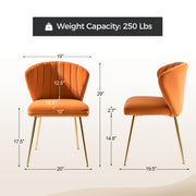 Oakcraft Modern Dining Chairs, Small Cute Armless Accent Chair, Upholstered Side Chair with Black Metal Legs, Tufted Back Vanity Chair for Bedroom/Dining Room/Beauty