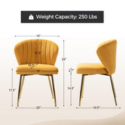 Oakcraft Modern Dining Chairs, Small Cute Armless Accent Chair, Upholstered Side Chair with Black Metal Legs, Tufted Back Vanity Chair for Bedroom/Dining Room/Beauty
