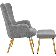 Oakcraft Wingback Chair, Polyester Cover, TV Chair, Armrest Chair, Upholstered Folding Chair, Cocktail Chair, Teddy Plush, Stylish Design,