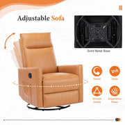 Oakcraft Recliner Chair PU Leather Recliner Sofa Home Theater Seating Adjustable Modern Single Reclining Chair Sofa with Pocket Spring Living Room Bedroom