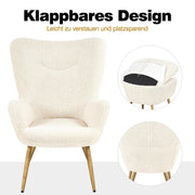 Oakcraft Wingback Chair, Polyester Cover, TV Chair, Armrest Chair, Upholstered Folding Chair, Cocktail Chair, Teddy Plush, Stylish Design,