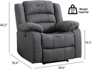 Oakcraft Power Recliner Chair, Oversized Electric Overstuffed Chair with Soft Cushion and Back, Sofa with Comfortable Armchair