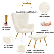 Oakcraft Wingback Chair, Polyester Cover, TV Chair, Armrest Chair, Upholstered Folding Chair, Cocktail Chair, Teddy Plush, Stylish Design,