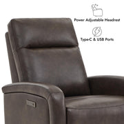 Oakcraft Recliner Chair, Zero Wall Reclining Sofa Chair W Power Point USB Charger, Small Faux Leather RV Recliners Home Theater Seating for Living Room