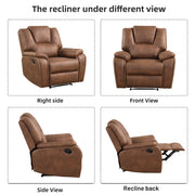 Oakcraft Manual Recliner Chair with Padded Headrest and Armrest, Overstuffed Reclining Chairs Comfy Faux Leather Recliners Single Sofa for Living Room