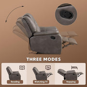 Oakcraft Manual Recliner Chair with Padded Headrest and Armrest, Overstuffed Reclining Chairs Comfy Faux Leather Recliners Single Sofa for Living Room