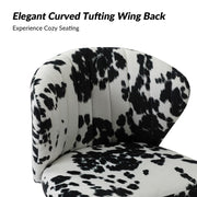 Oakcraft Modern Dining Chairs, Small Cute Armless Accent Chair, Upholstered Side Chair with Black Metal Legs, Tufted Back Vanity Chair for Bedroom/Dining Room/Beauty