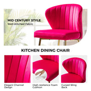 Oakcraft Modern Dining Chairs, Small Cute Armless Accent Chair, Upholstered Side Chair with Black Metal Legs, Tufted Back Vanity Chair for Bedroom/Dining Room/Beauty