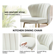 Oakcraft Modern Dining Chairs, Small Cute Armless Accent Chair, Upholstered Side Chair with Black Metal Legs, Tufted Back Vanity Chair for Bedroom/Dining Room/Beauty