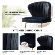 Oakcraft Modern Dining Chairs, Small Cute Armless Accent Chair, Upholstered Side Chair with Black Metal Legs, Tufted Back Vanity Chair for Bedroom/Dining Room/Beauty