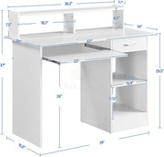 Dimension diagram of the Oakcraft multipurpose desk showing width, depth and height