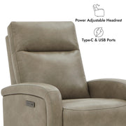 Oakcraft Recliner Chair, Zero Wall Reclining Sofa Chair W Power Point USB Charger, Small Faux Leather RV Recliners Home Theater Seating for Living Room