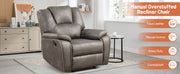 Oakcraft Manual Recliner Chair with Padded Headrest and Armrest, Overstuffed Reclining Chairs Comfy Faux Leather Recliners Single Sofa for Living Room