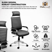 Oakcraft Acier- Made with French Artistry, Unrivaled Ergonomics in the Prime Metal Sleek Leatherette Office Executive Chair - Oakcraft