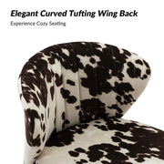 Oakcraft Modern Dining Chairs, Small Cute Armless Accent Chair, Upholstered Side Chair with Black Metal Legs, Tufted Back Vanity Chair for Bedroom/Dining Room/Beauty