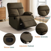 Oakcraft Recliner Chair for Adults, Massage Fabric Small Recliner Home Theater Seating with Lumbar Support, Adjustable Modern Reclining Chair with Padded Seat Backrest for Living Room