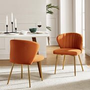 Oakcraft Modern Dining Chairs, Small Cute Armless Accent Chair, Upholstered Side Chair with Black Metal Legs, Tufted Back Vanity Chair for Bedroom/Dining Room/Beauty