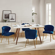 Oakcraft Modern Dining Chairs, Small Cute Armless Accent Chair, Upholstered Side Chair with Black Metal Legs, Tufted Back Vanity Chair for Bedroom/Dining Room/Beauty