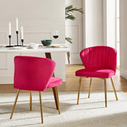 Oakcraft Modern Dining Chairs, Small Cute Armless Accent Chair, Upholstered Side Chair with Black Metal Legs, Tufted Back Vanity Chair for Bedroom/Dining Room/Beauty