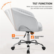 oakcraft Modern Accent Chair Cute Vanity Chair Makeup Desk Chair Adjustable Armchair with Tufted Barrel Back for Living Room, Bedroom