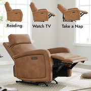 Oakcraft Recliner Chair, Zero Wall Reclining Sofa Chair W Power Point USB Charger, Small Faux Leather RV Recliners Home Theater Seating for Living Room