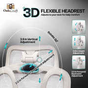 Oakluxe Meridian Ergonomic with 3D Headrest, 5D Armrests & Adjustable Lumbar Support Mesh Office Executive Chair (White, Knock Down)
