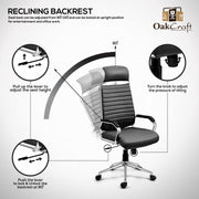 Oakcraft Acier- Made with French Artistry, Unrivaled Ergonomics in the Prime Metal Sleek Leatherette Office Executive Chair - Oakcraft